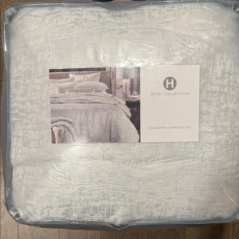 Hotel Collection White, Blue and Silver Comforter Set - Picture 2 of 9